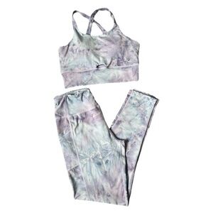 Yitong, Women’s Purple Tie Dye Yoga Set, Sz M